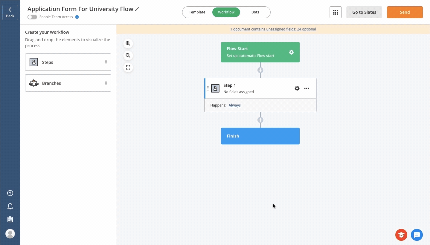 Application Form For University Flow by airSlate - workflow visualization