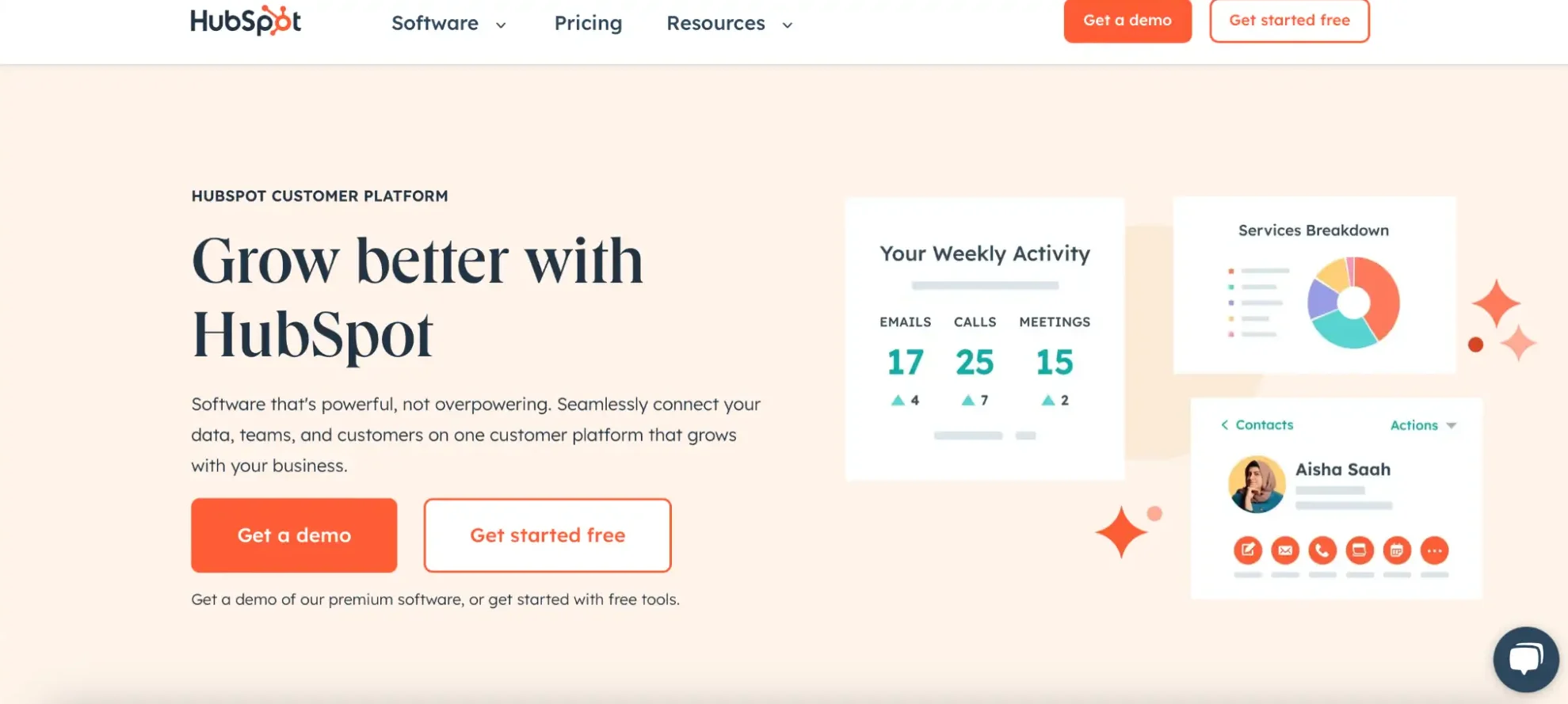 This image shows the Hubspot home page.