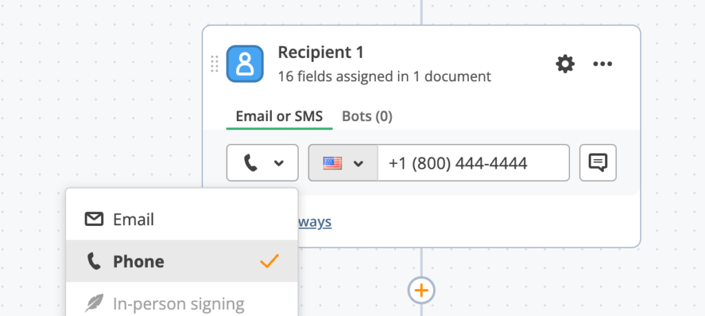 The image shows how to set up the form to be sent via SMS text